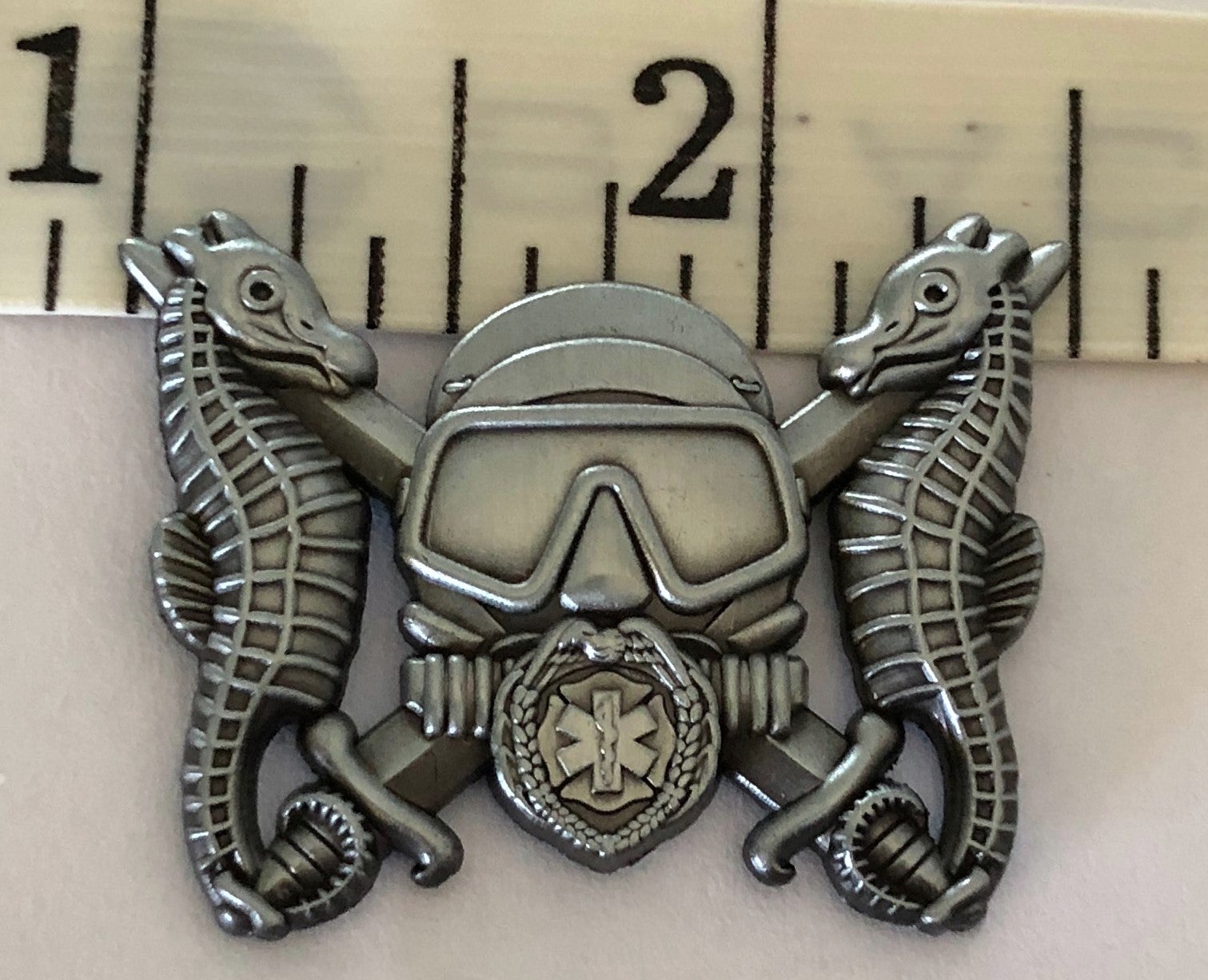 Silver PSD pin public safety diver pin Tri Star Scuba